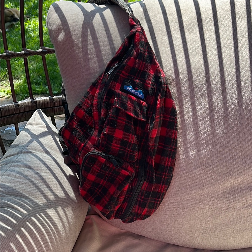 Fila Red and Black Plaid Belt Bag